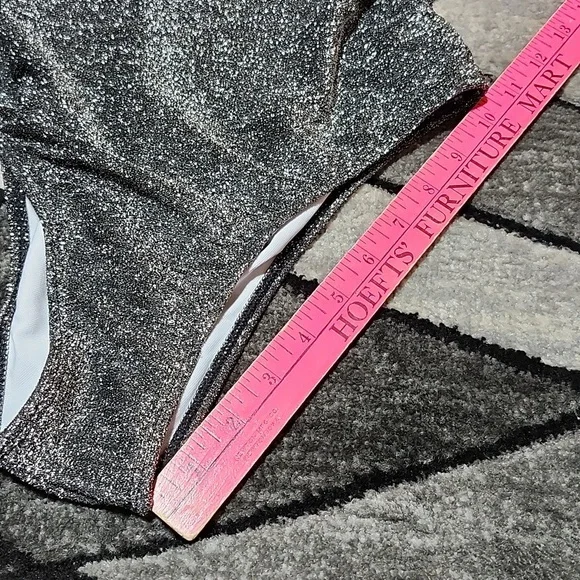 METALLIC SILVER SHIMMER ONE-PIECE SPAGHETTI STRAPS CUT-OUT BACK BIKINI S… - Picture 6 of 11